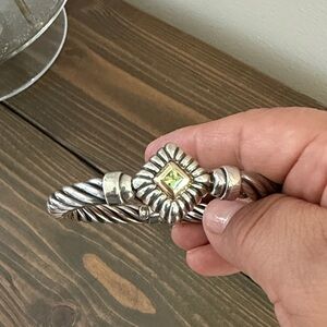 18k gold & 925 Bracelet with Green Gemstone